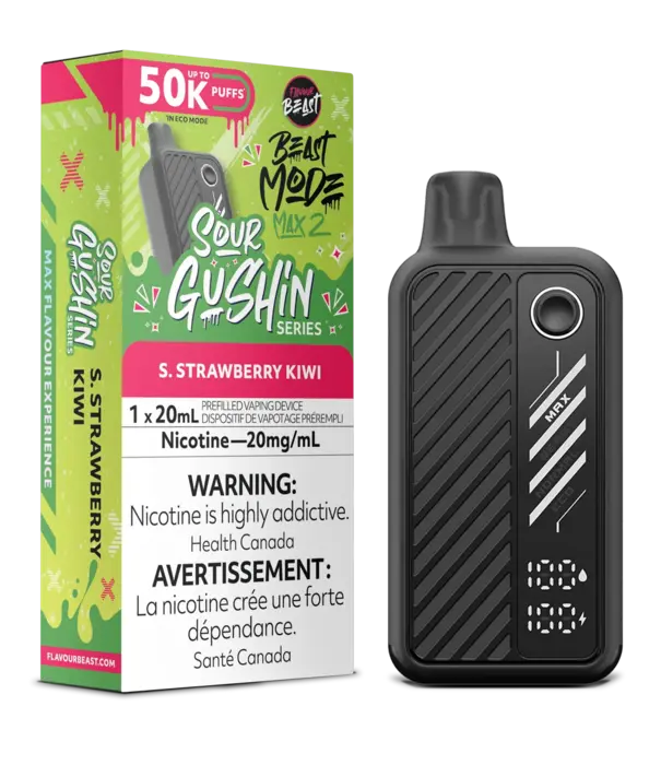 Flavour Beast S. Strawberry Kiwi Flavour Beast Alpha Sour Gushin Series 80k Rechargeable Disposable