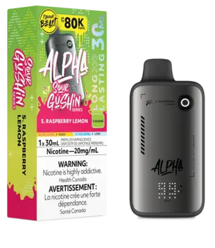 S. Raspberry Lemon Flavour Beast Alpha Sour Gushin Series 80k Rechargeable Disposable