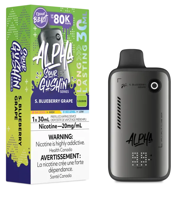 Flavour Beast S. Blueberry Grape Flavour Beast Alpha Sour Gushin Series 80k Rechargeable Disposable