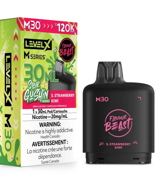 level X S. Strawberry Kiwi Flavour Beast Sour Gushin Level X M-series 120k Disposable Vape Pod