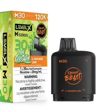 S. Orange Lime Flavour Beast Sour Gushin Level X M-series 120k Disposable  Vape Pod