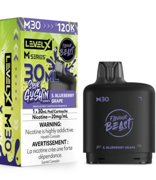 S. Blueberry Grape Flavour Beast Sour Gushin Level X M-series 120k Disposable Vape Pod