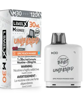Epic Peach Mango Ice Flavour Beast Level X Unleashed M-series 120k Disposable Vape zpod
