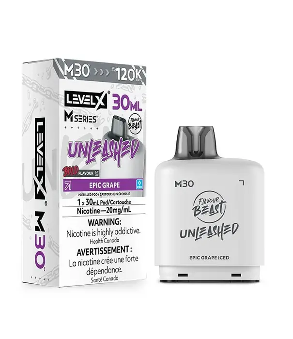 level X Epic Grape Ice Flavour Beast Level X Unleashed M-series 120k Disposable Vape zpod