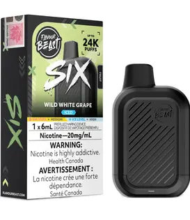 Wild White Grape Ice Flavour Beast Six 24k Rechargeable Disposable