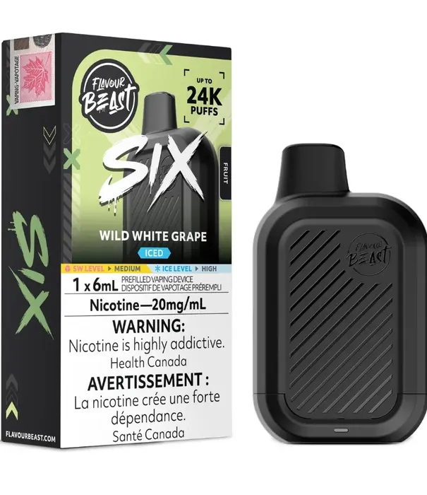 Flavour Beast Wild White Grape Ice Flavour Beast Six 24k Rechargeable Disposable
