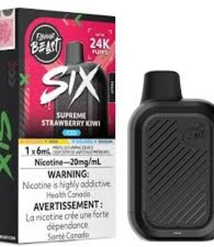 Supreme Strawberry Kiwi Ice Flavour Beast Six 24k Rechargeable Disposable
