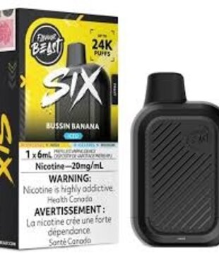 Bussin Banana Ice Flavour Beast Six 24k Rechargeable Disposable