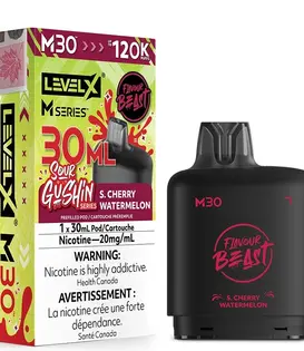 S. Cherry Watermelon Flavour Beast Sour Gushin Level X M-Series 120k Disposable Vape Pod