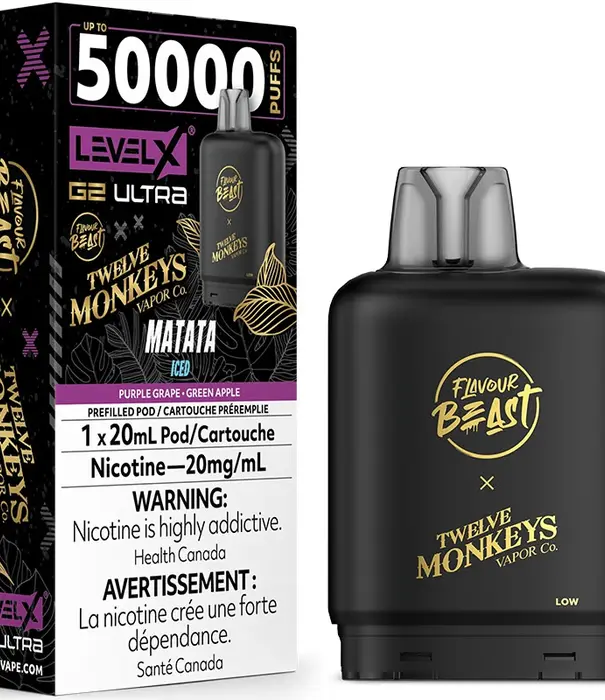 level X Matata Ice Flavour Beast Twelve Monkeys Level X M-Series 120k Disposable Vape Pod