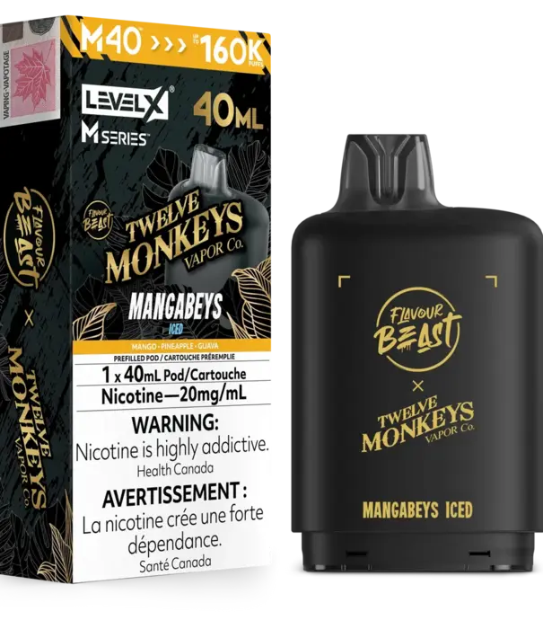 level X Mangabeys Ice Flavour Beast Twelve Monkeys Level X M-Series 120k Disposable Vape Pod
