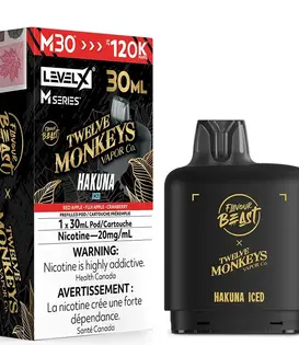 Hakuna Ice Flavour Beast Twelve Monkeys Level X M-Series 120k Disposable Vape Pod