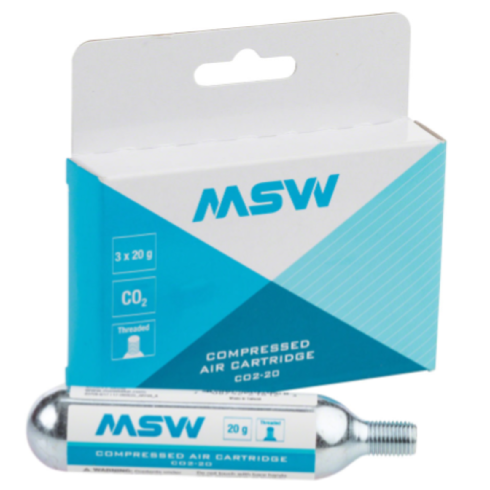 MSW MSW CO2-20 Compressed Air CO2 Cartridge - 20g, Threaded, 3 Pack