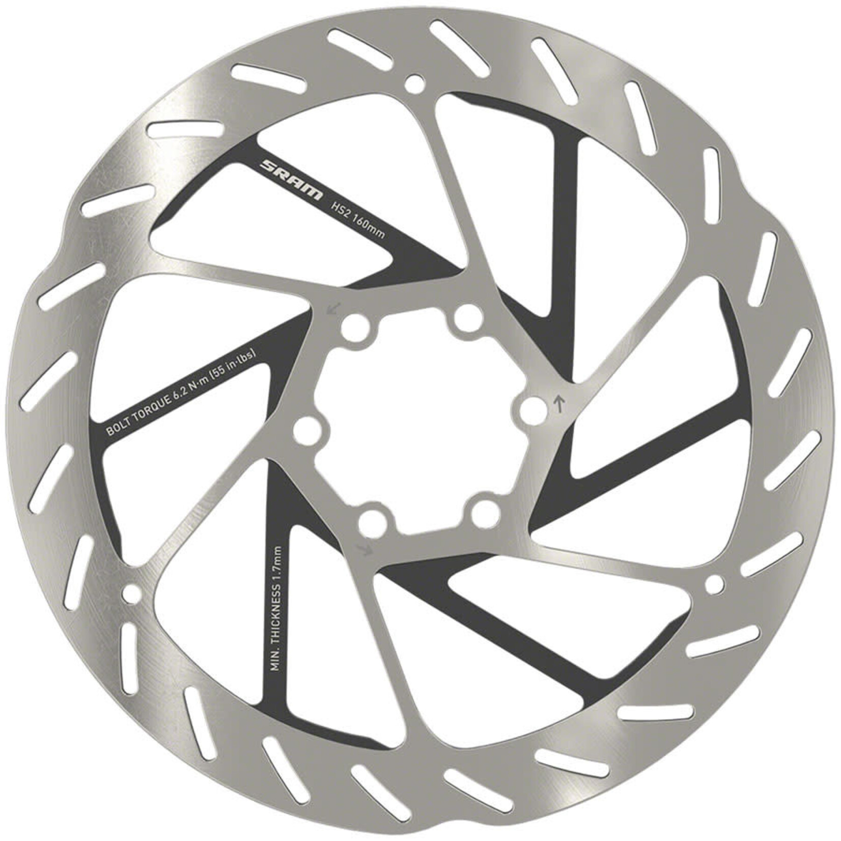 Sram SRAM HS2 Disc Brake Rotor - 160mm, 6-Bolt, Rounded, Silver/Black