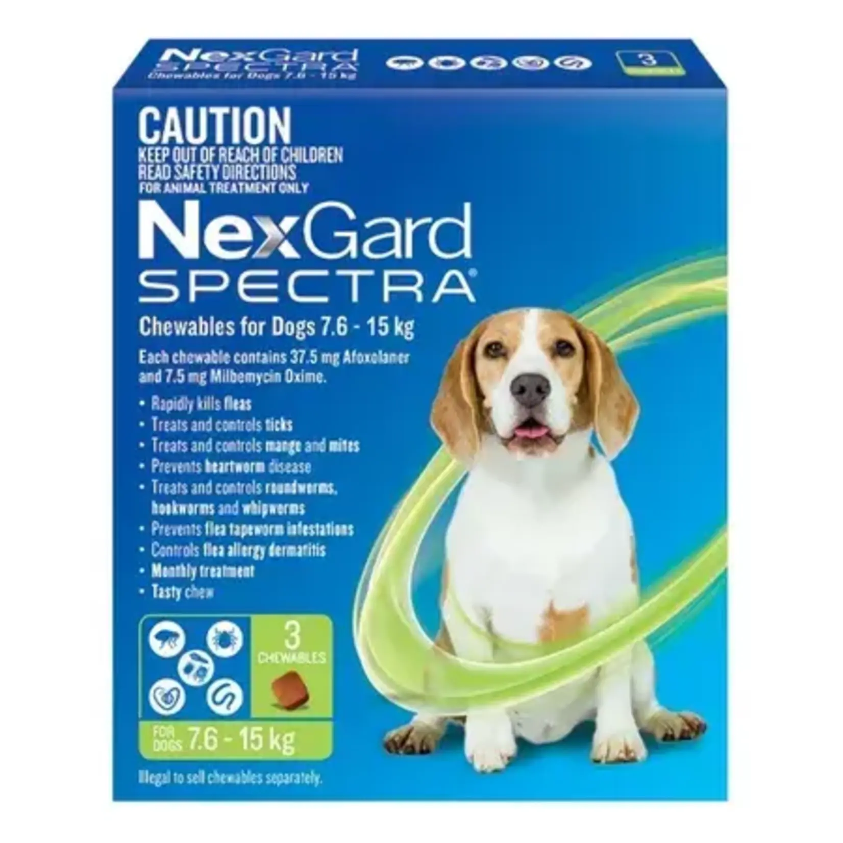 BOEHRINGER Nexgard Spectra - Dog Chewable 7.6-15kg 3pk (Green)