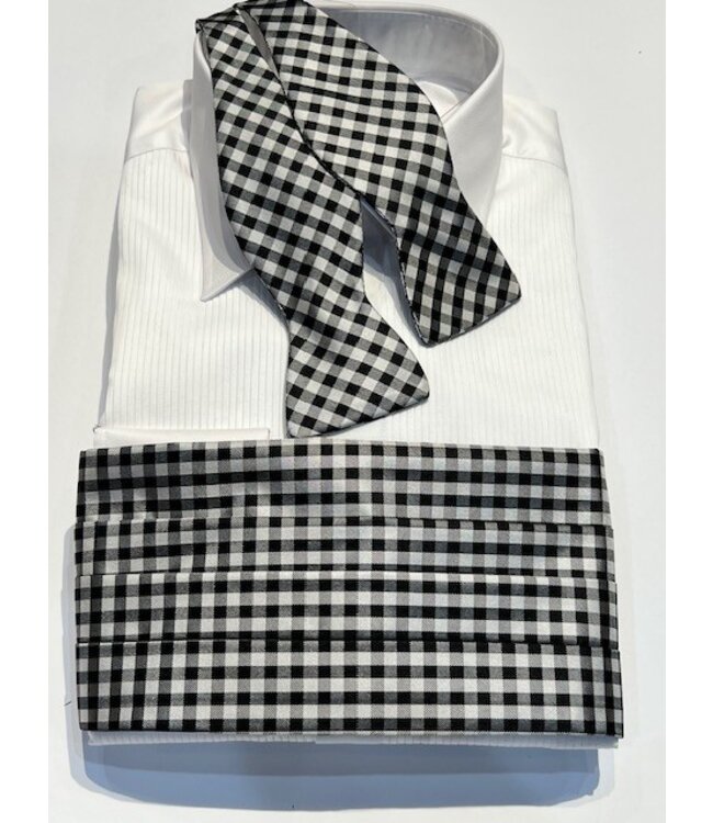 B/W Silk Gingham Cummerbund Set