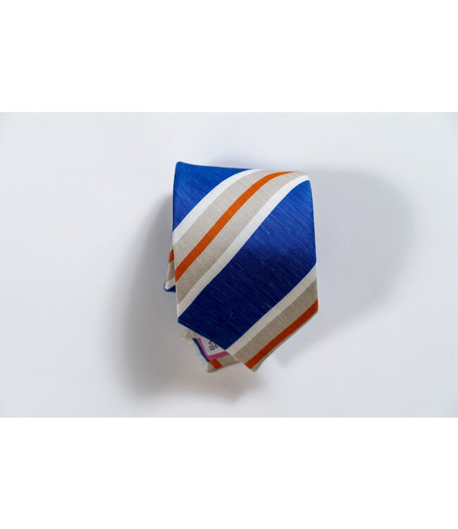 Blue/Khaki Silk/Linen Stripe