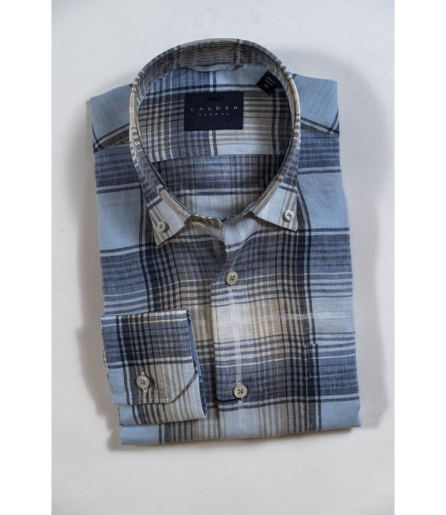 Blue/Tan Linen Plaid MBO