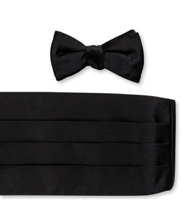 Black Silk Cummerbund Set