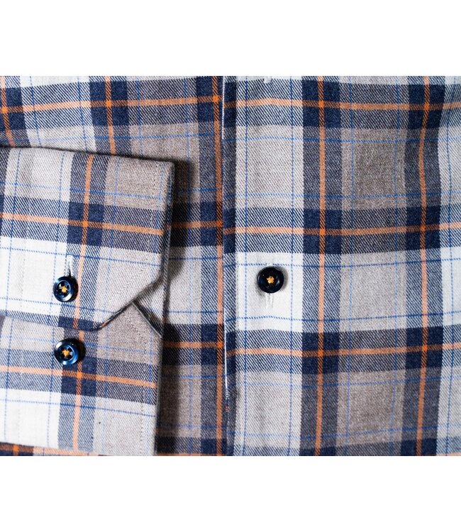 Navy/Stone Brushed Plaid