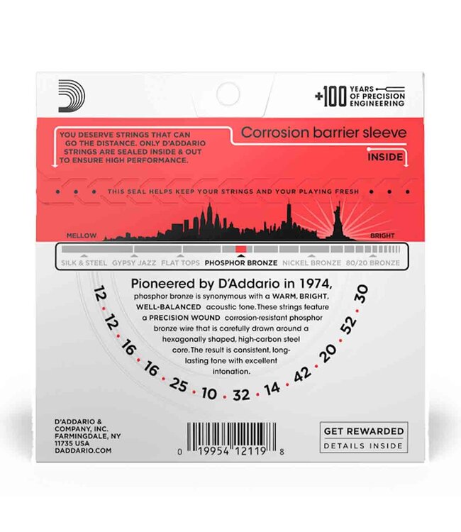 D'Addario EJ39 Phosphor Bronze 12-string Acoustic Guitar Strings - .012-.052 Light