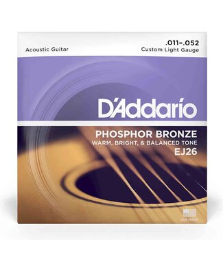 D'Addario D'Addario EJ26 Phosphor Bronze Acoustic Guitar Strings - .011-.052 Custom Light