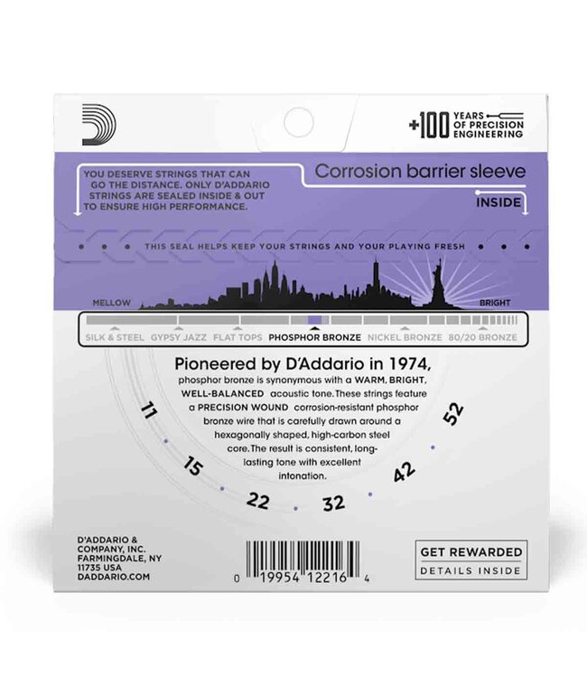 D'Addario EJ26 Phosphor Bronze Acoustic Guitar Strings - .011-.052 Custom Light