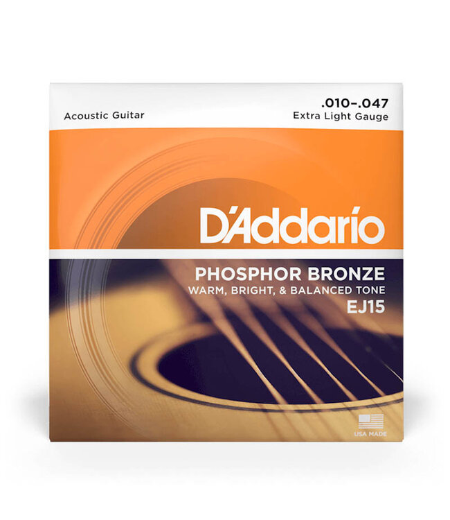 D'Addario EJ15 Phosphor Bronze Acoustic Guitar Strings - .010-.047 Extra Light