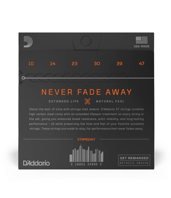 D'Addario XTAPB1047 XT Phosphor Bronze Coated Acoustic Guitar Strings - .010-.047 Extra Light