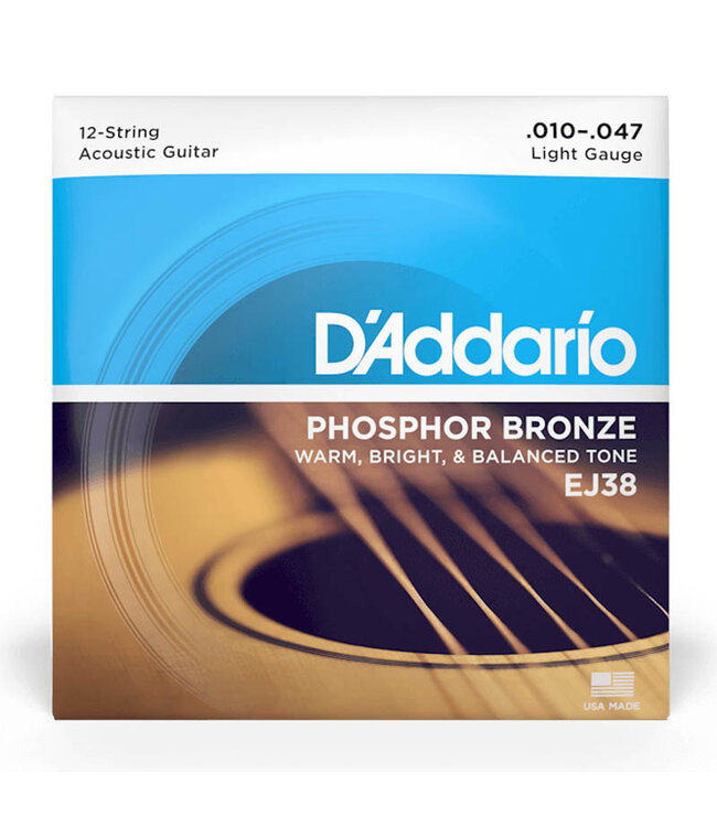 D'Addario Light Phosphor Bronze 12 String Acoustic Guitar 10-47