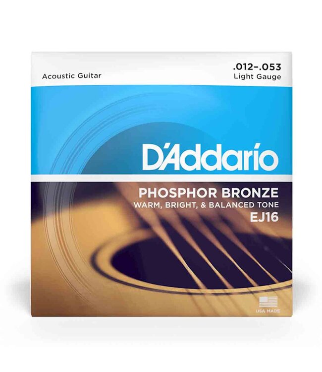 D'Addario EJ16 Phosphor Bronze Acoustic Guitar Strings - .012-.053 Light