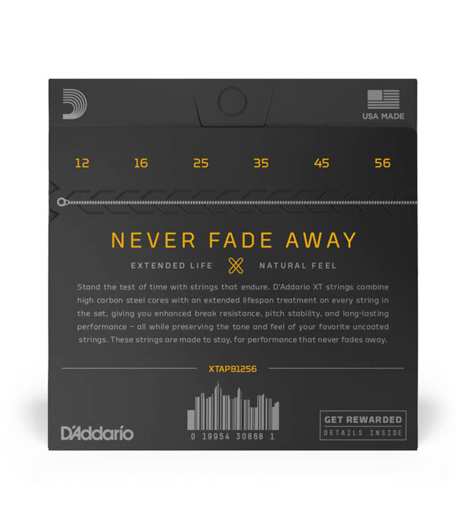 D'Addario XTAPB1256 XT Phosphor Bronze Coated Acoustic Guitar Strings - .012-.056 Light Top/Medium Bottom