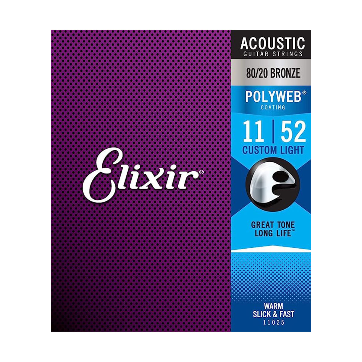 ELIXIR CUSTOM LIGHT 80/20 POLYWEB ACOUSTIC GUITAR STRINGS 11-52 - Roxy ...