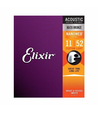 Elixir Elixir Custom Light Nanoweb 80/20 Acoustic Guitar Strings 11-52