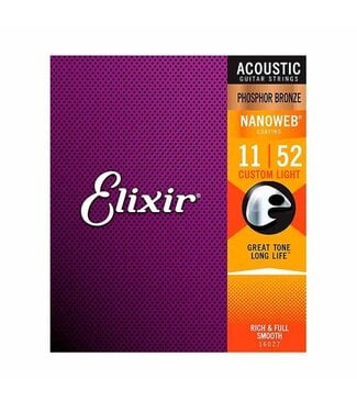 Elixir Elixir Strings 16027 Nanoweb Phosphor Bronze Acoustic Guitar Strings - .011-.052 Custom Light