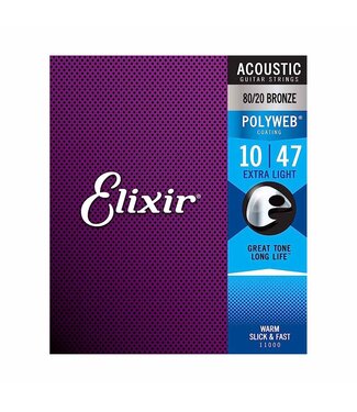 Elixir Elixir Extra Light Polyweb 11000 80/20 Acoustic Guitar Strings 10-47