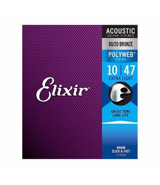 Elixir ELIXIR EXTRA LIGHT POLYWEB 80/20 ACOUSTIC GUITAR STRINGS 10-47