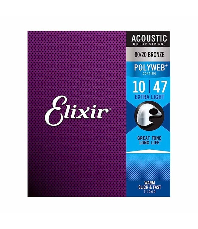 Elixir Strings 11000 Polyweb 80/20 Bronze Acoustic Guitar Strings - .010-.047 Extra Light