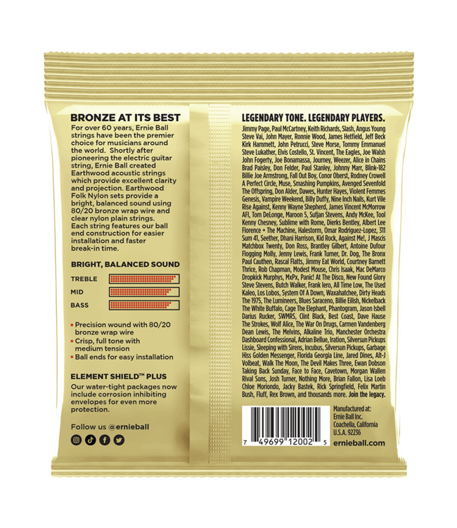 Ernie Ball 2002 Earthwood 80/20 Bronze Acoustic Guitar Strings - .013-.056 Medium