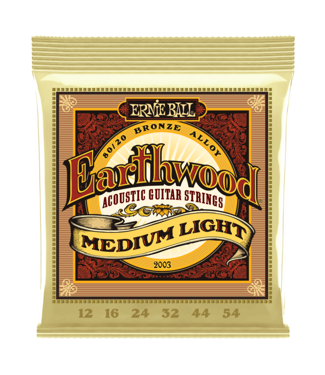 Ernie Ball Medium Light  Earthwood 80/20 Acoustic Guitar Strings 12-54