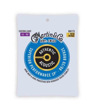 Martin Martin MA175 Authentic Acoustic Superior Performance 80/20 Bronze Guitar Strings - .011-.052 Custom Light