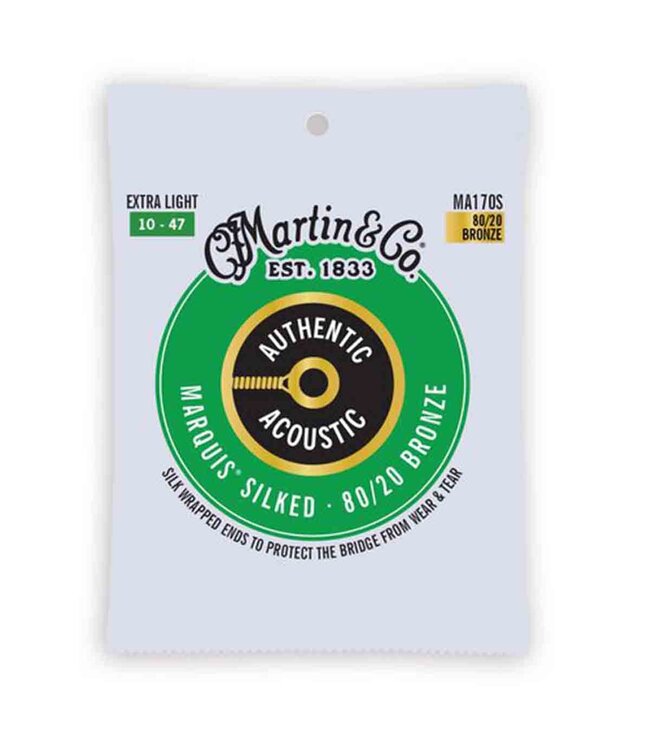 Martin Extra Light Silked 80/20 Acoustic Guitar Strings 10-47