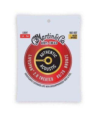 Martin Martin MA140T Light Lifespan 80/20 Acoustic Guitar Strings 12-54