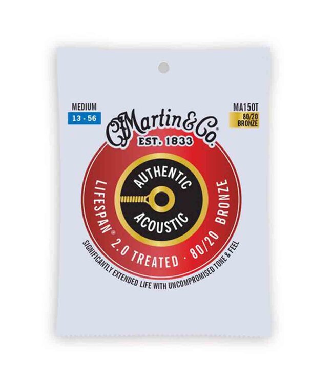 Martin Medium Lifespan 80/20 Acoustic Guitar Strings 13-56