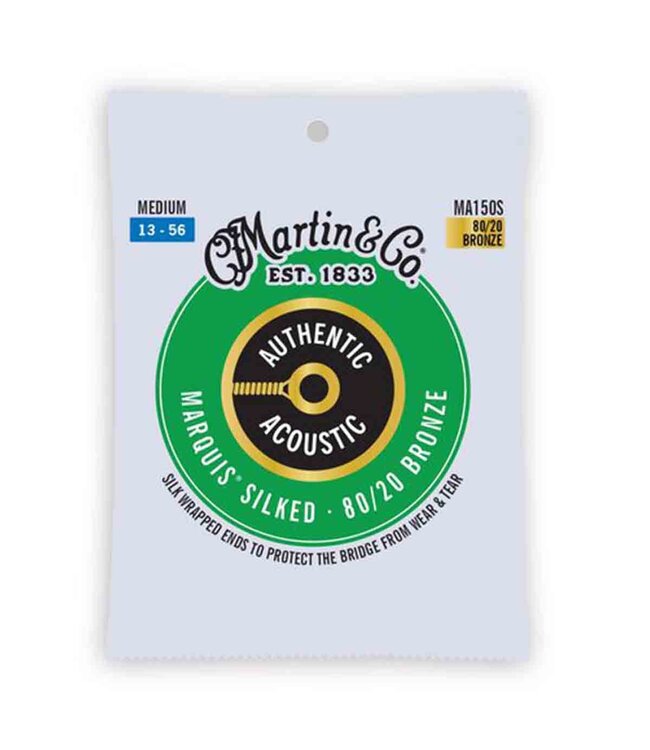 Martin Medium Silked 80/20 Acoustic Guitar Strings 13-56