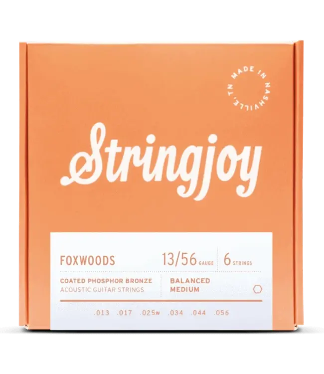 Stringjoy Foxwoods Medium Coated Pb Acoustic Guitar Strings 13-56