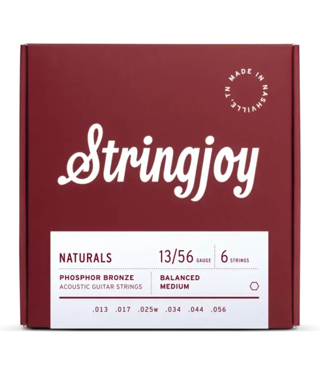 Stringjoy Naturals Medium PB Acoustic Guitar Strings 13-56