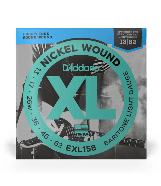 D'Addario EXL158 XL Nickel Wound Electric Baritone Guitar Strings - .013-.062 Light