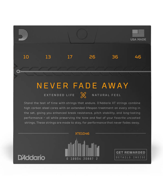 D'Addario XTE1046 XT Nickel Wound Electric Guitar Strings - .010-.046 Regular Light