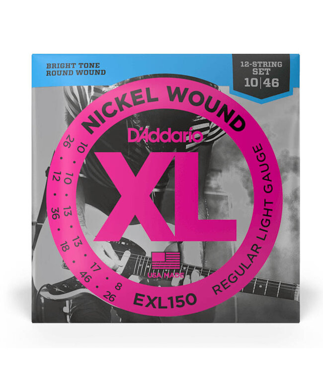 D'Addario EXL150 XL Nickel Wound Electric Guitar Strings - .010-.046 Regular Light 12-string